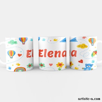 Taza con tu nombre y dise&ntilde;o infantil