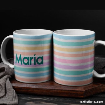 Taza con tu nombre y diseño a rayas Taza con tu nombre y diseño a rayas