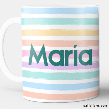 Taza con tu nombre y dise&ntilde;o a rayas