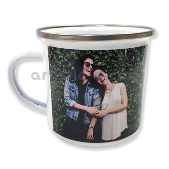 Taza metálica con foto