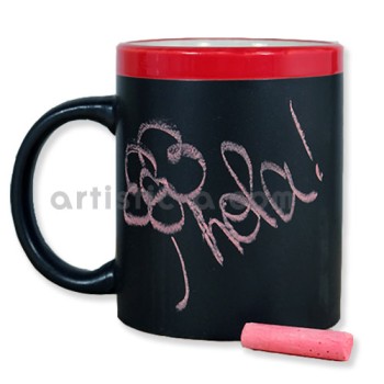 Taza con pizarra y tiza para dibujar Taza con pizarra y tiza para dibujar