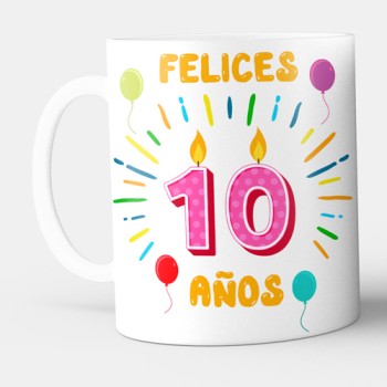 Taza 10 cumplea&ntilde;os con nombre