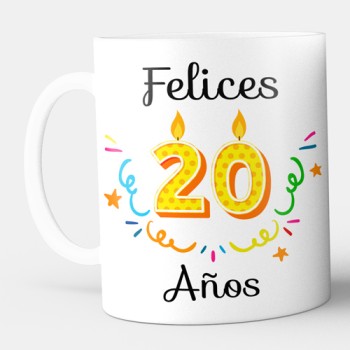 Taza 20 cumplea&ntilde;os con nombre