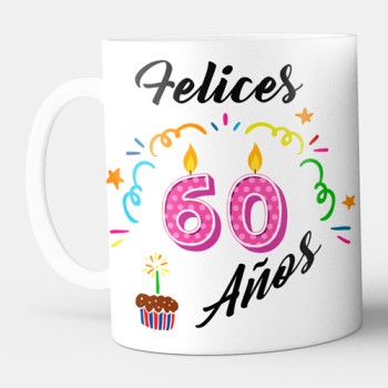 Taza 60 cumplea&ntilde;os con nombre