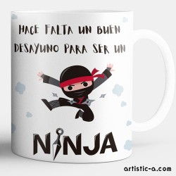 Taza infantil con nombre y ninjas