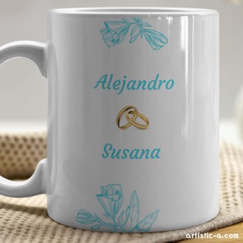 Taza Personalizada Boda Anillos