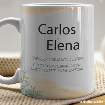 Taza Personalizada Boda Flores