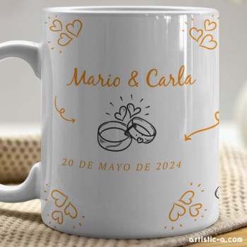 Taza Personalizada Boda Doodles