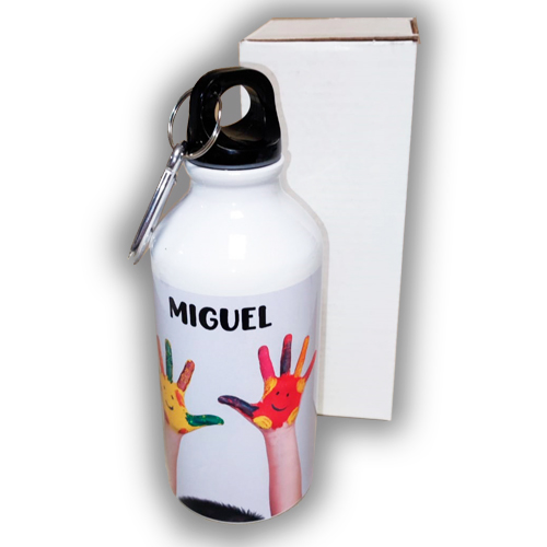 Botella de aluminio de 400ml personalizada con fotos y tapón de rosca