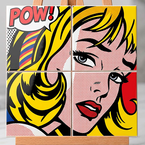 Composicion de azulejos con diseno propio para interior