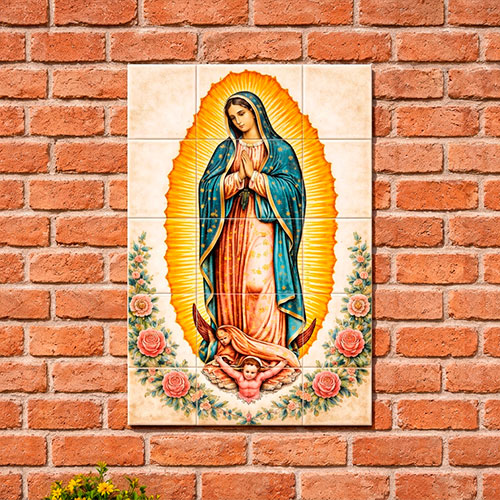 Muro decorado con mini azulejos decorativos personalizados