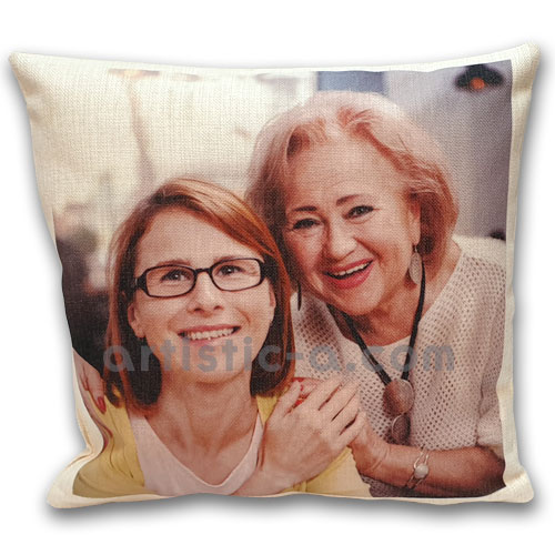 Cojín personalizado 40x40cm tipo lino con fondo crudo jaspeado