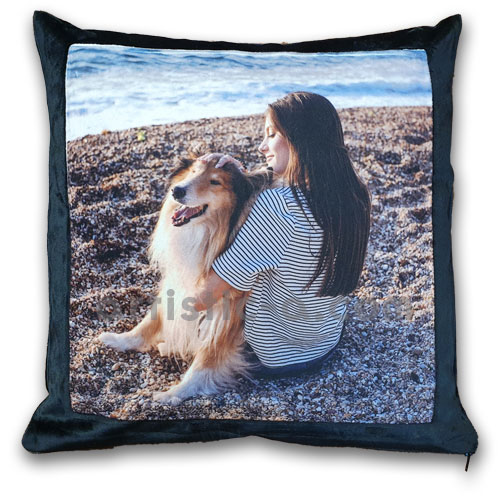 Cojín de terciopelo personalizado Cojín personalizado de terciopelo negro de tacto suave y lujoso