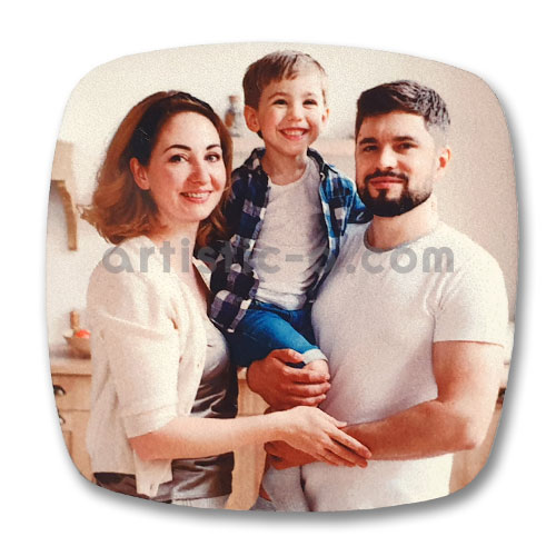 Imán de madera cuadrado ovalado personalizado frontal