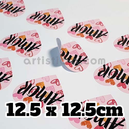 Pegatinas con forma de corazón personalizadas de 12,5x12,5 cm