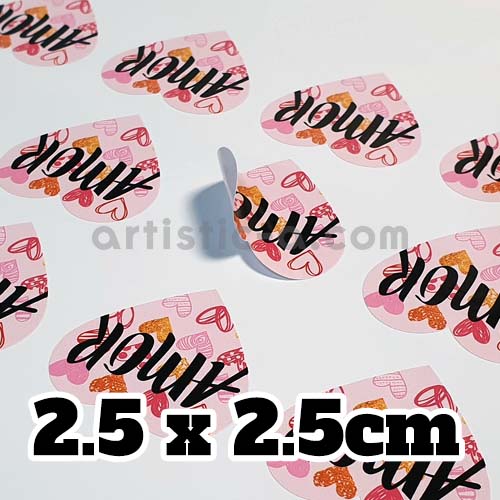 Pegatinas con forma de corazón personalizadas de 2,5x2,5 cm