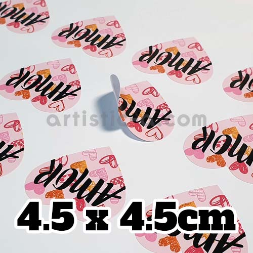Pegatinas con forma de corazón personalizadas de 4,5x4,5 cm