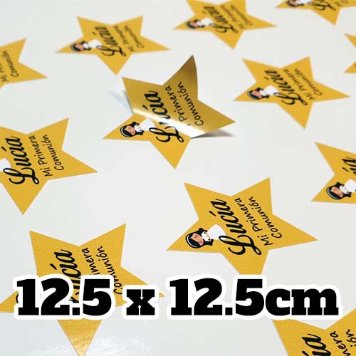 Comprar pegatinas personalizadas con forma de estrella de 12,5x12,5 cm