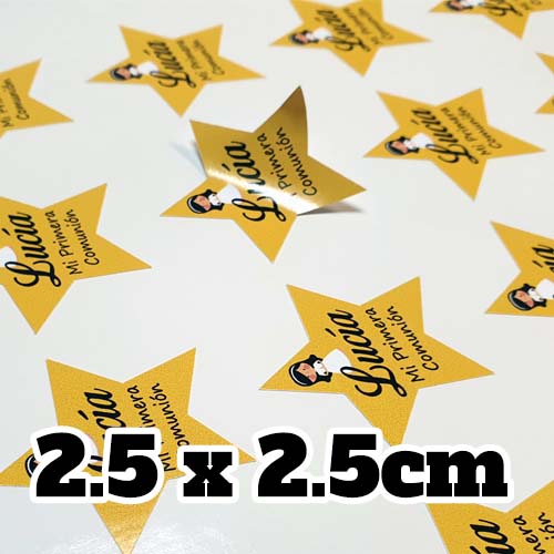 Comprar pegatinas personalizadas con forma de estrella de 2,5x2,5 cm