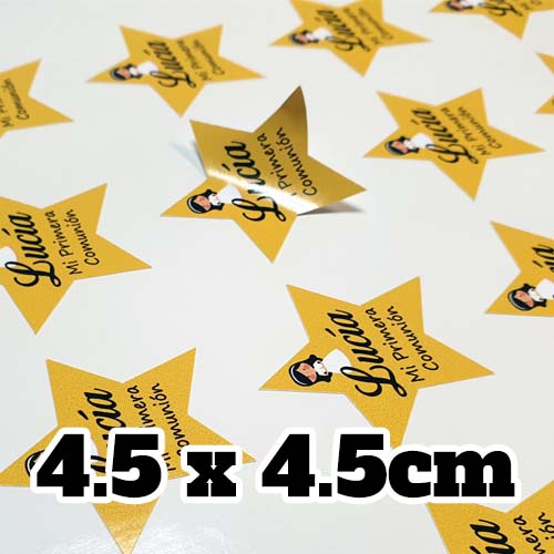 Comprar pegatinas personalizadas con forma de estrella de 4,5x4,5 cm