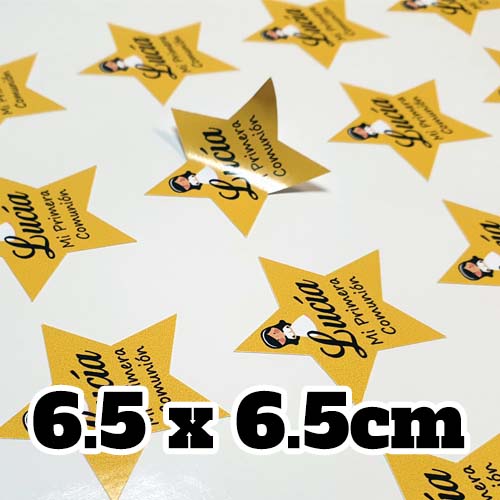 Comprar pegatinas personalizadas con forma de estrella de 6,5x6,5 cm