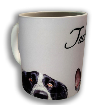 Taza blanca de cerámica con acabado mate premium y foto personalizada