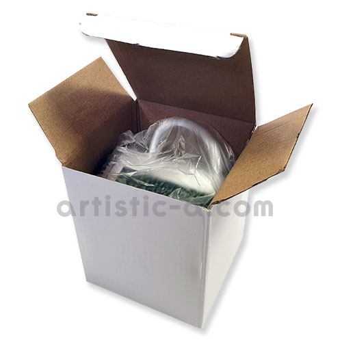 Packaging: Taza metálica de peltre entregada en su caja individual