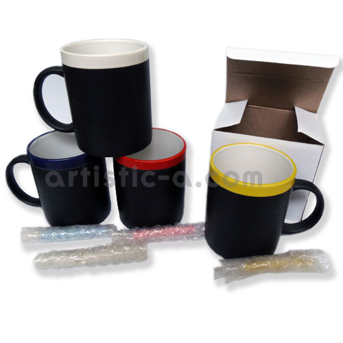 Taza de pizarra empaquetada en caja individual de cartón